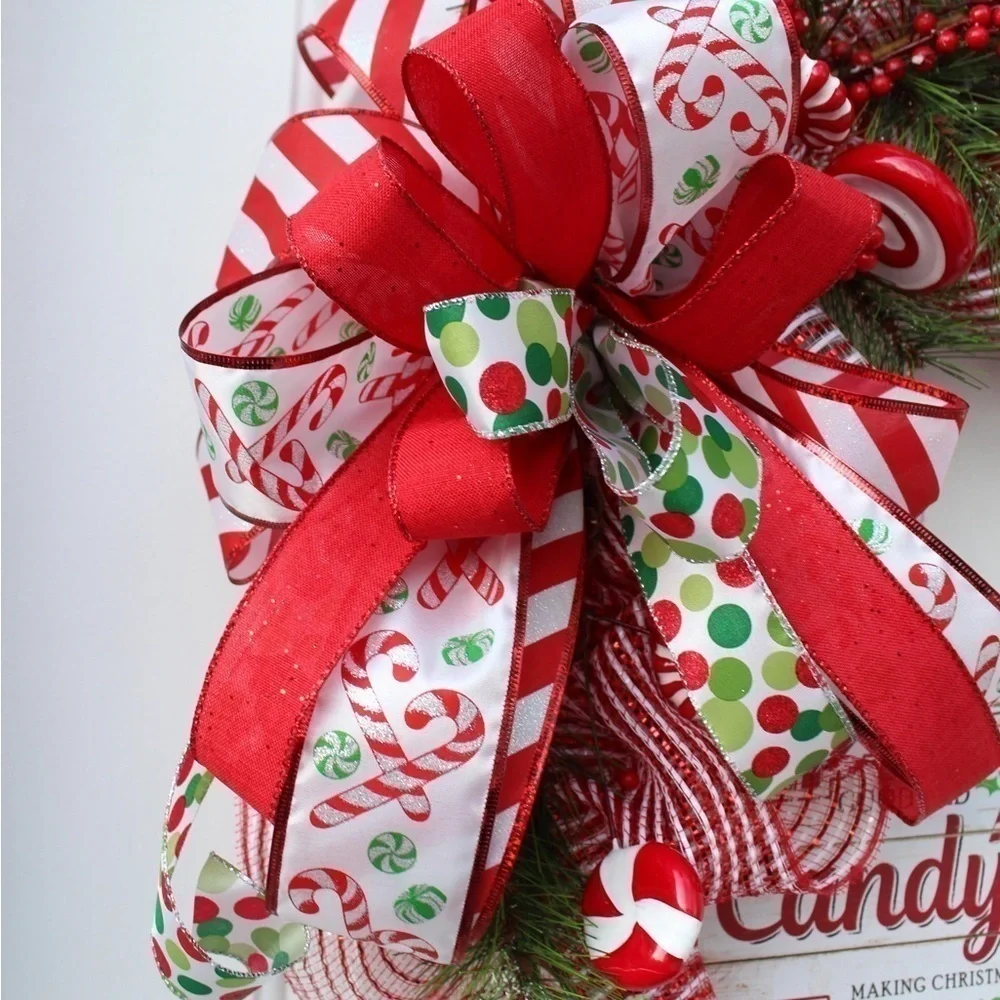 Candy Cane Christmas Wreath for Front Door